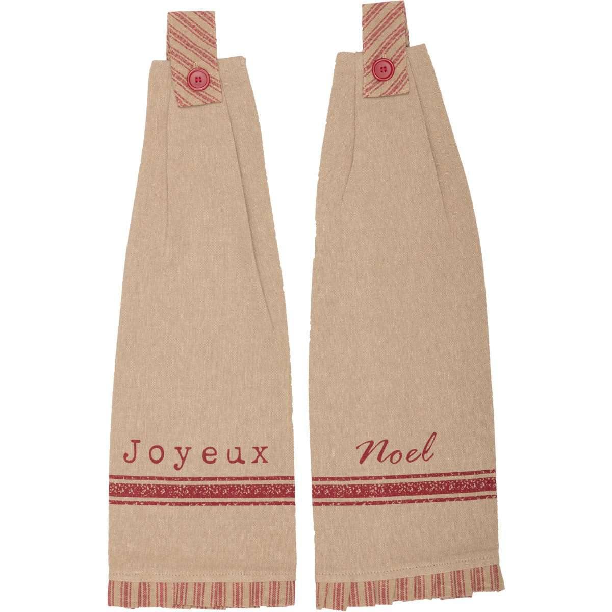 Joyeux Button Loop Kitchen Towel Set of 2 VHC Brands - The Fox Decor