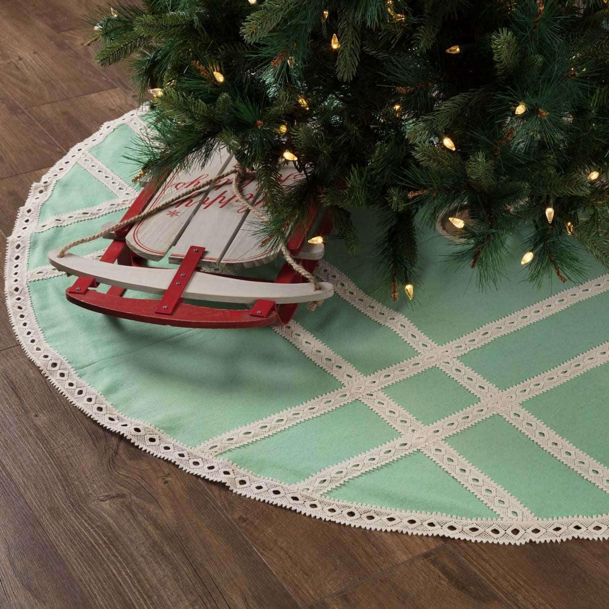 Margot Mint Christmas Tree Skirt 60 VHC Brands - The Fox Decor