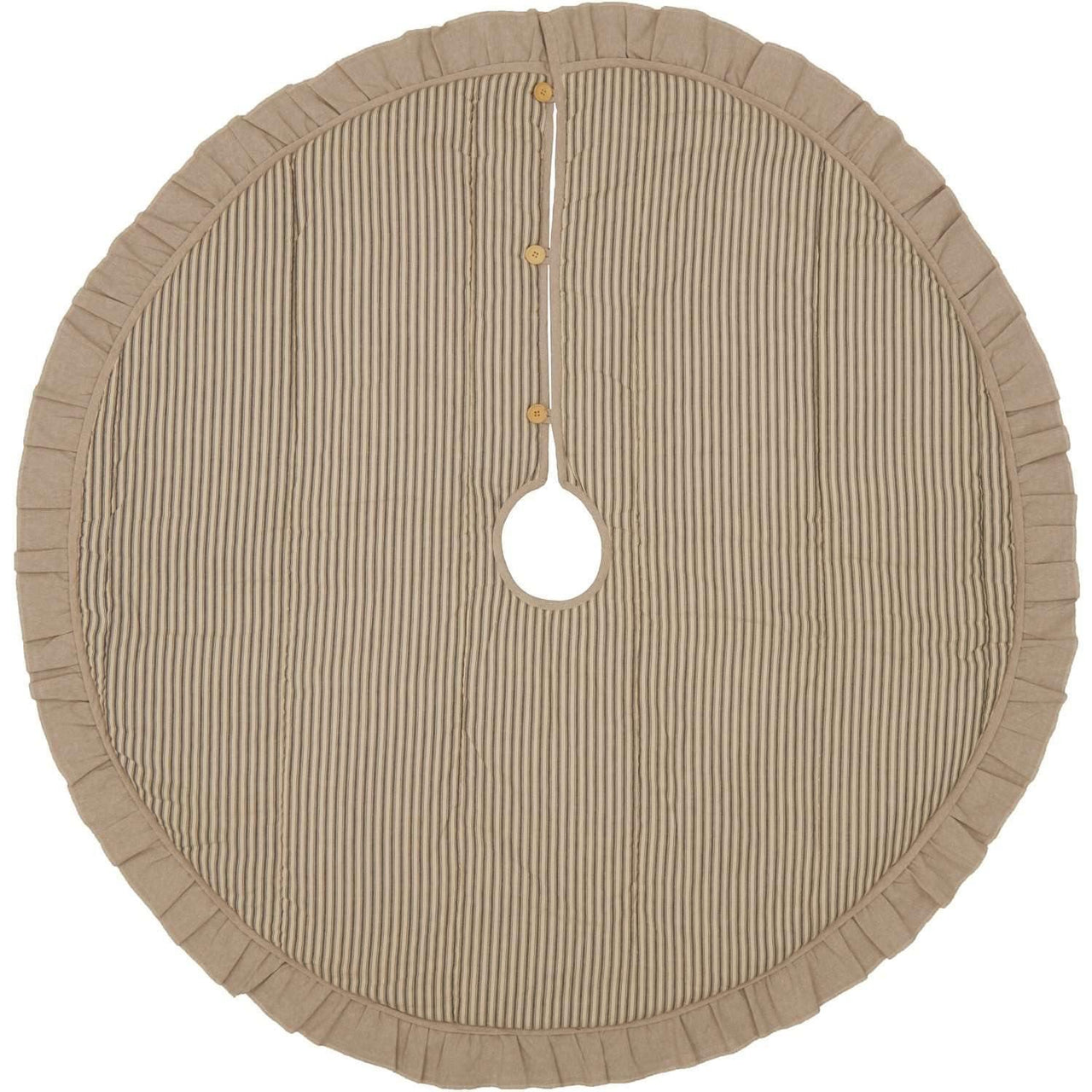 Sawyer Mill Charcoal Ticking Stripe Christmas Tree Skirt 55 VHC Brands - The Fox Decor