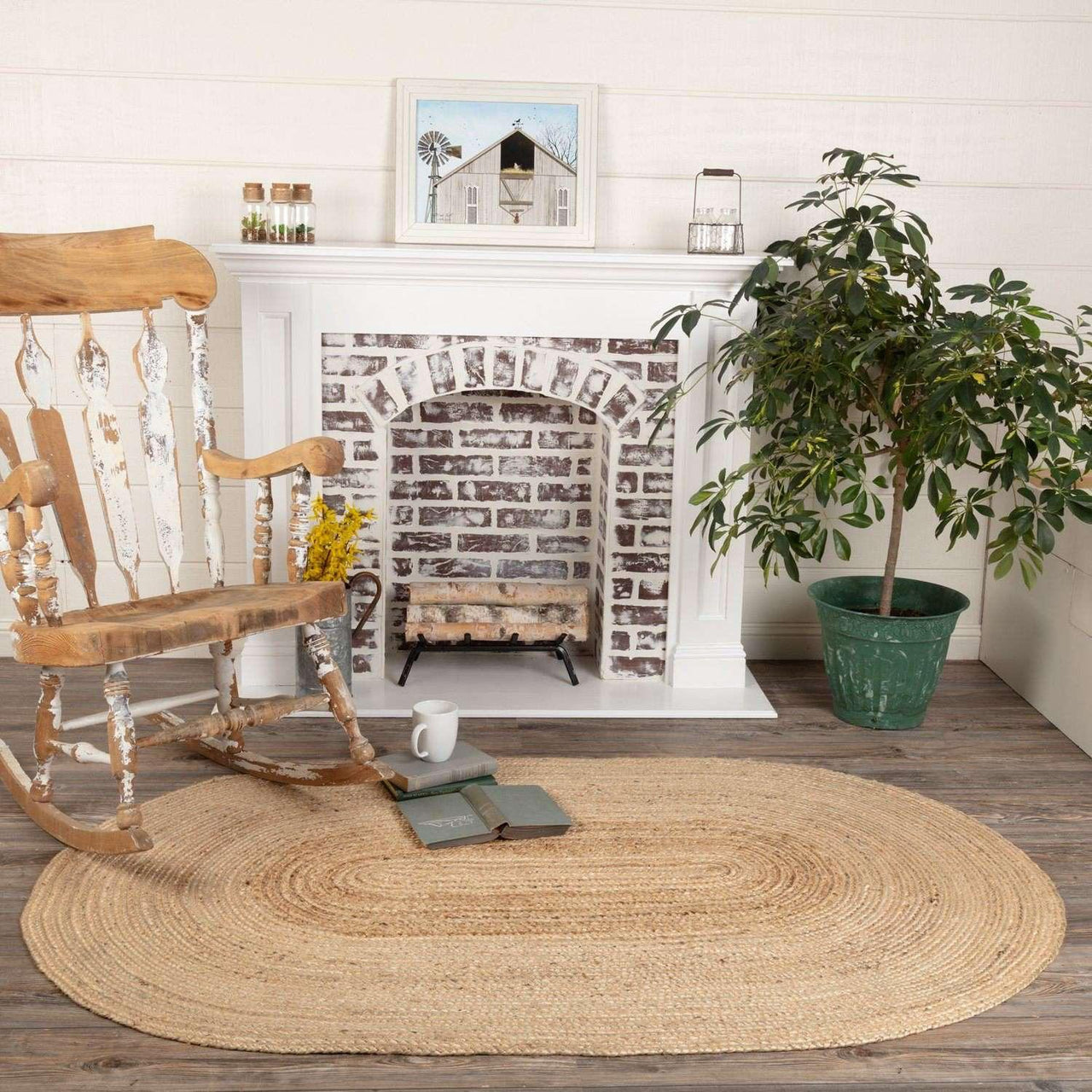 Natural Jute Rugs Oval VHC Brands - The Fox Decor