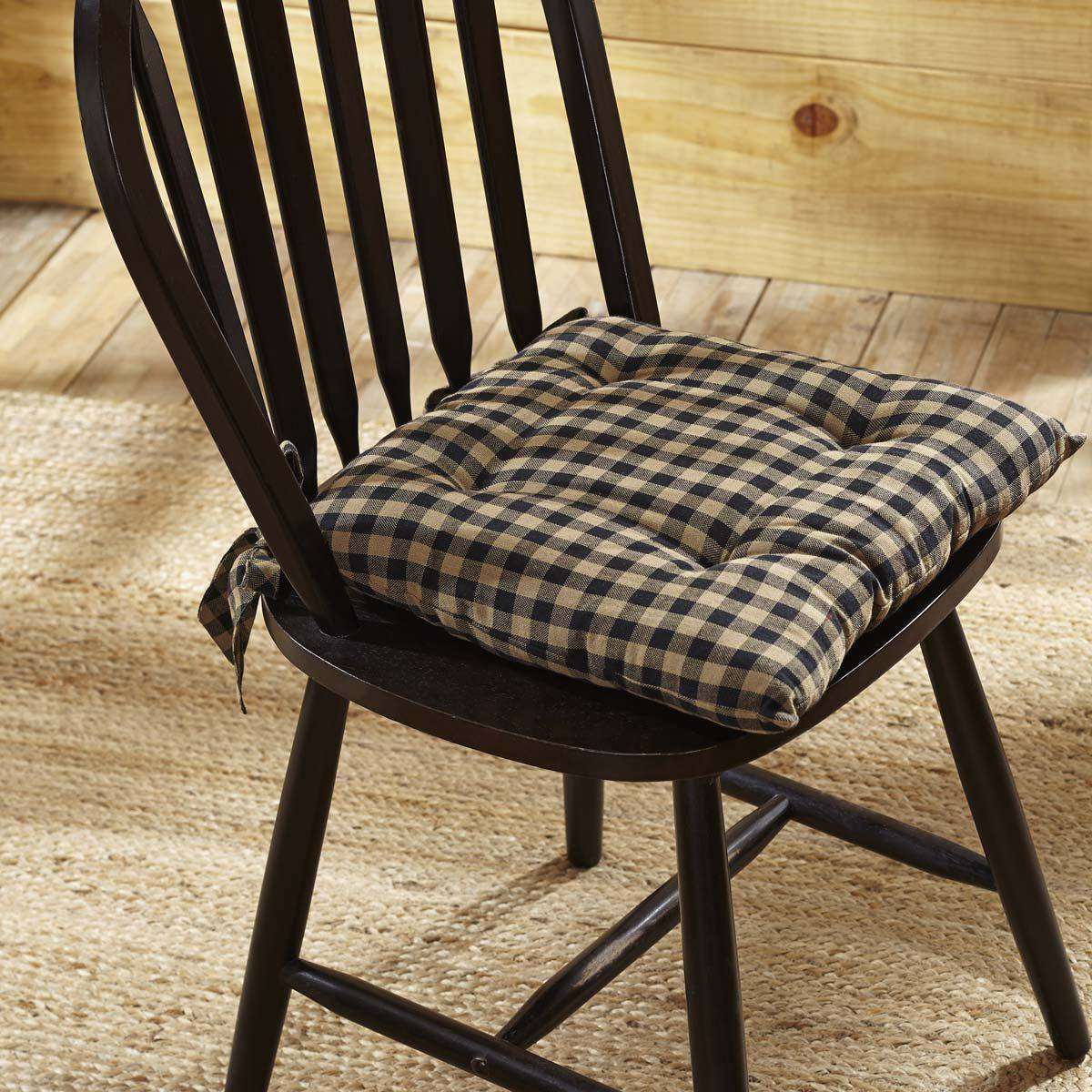 Navy Check Country Chair Pad Chair Pad VHC Brands 