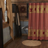 Thumbnail for Ninepatch Star Shower Curtain w/ Patchwork Borders 72