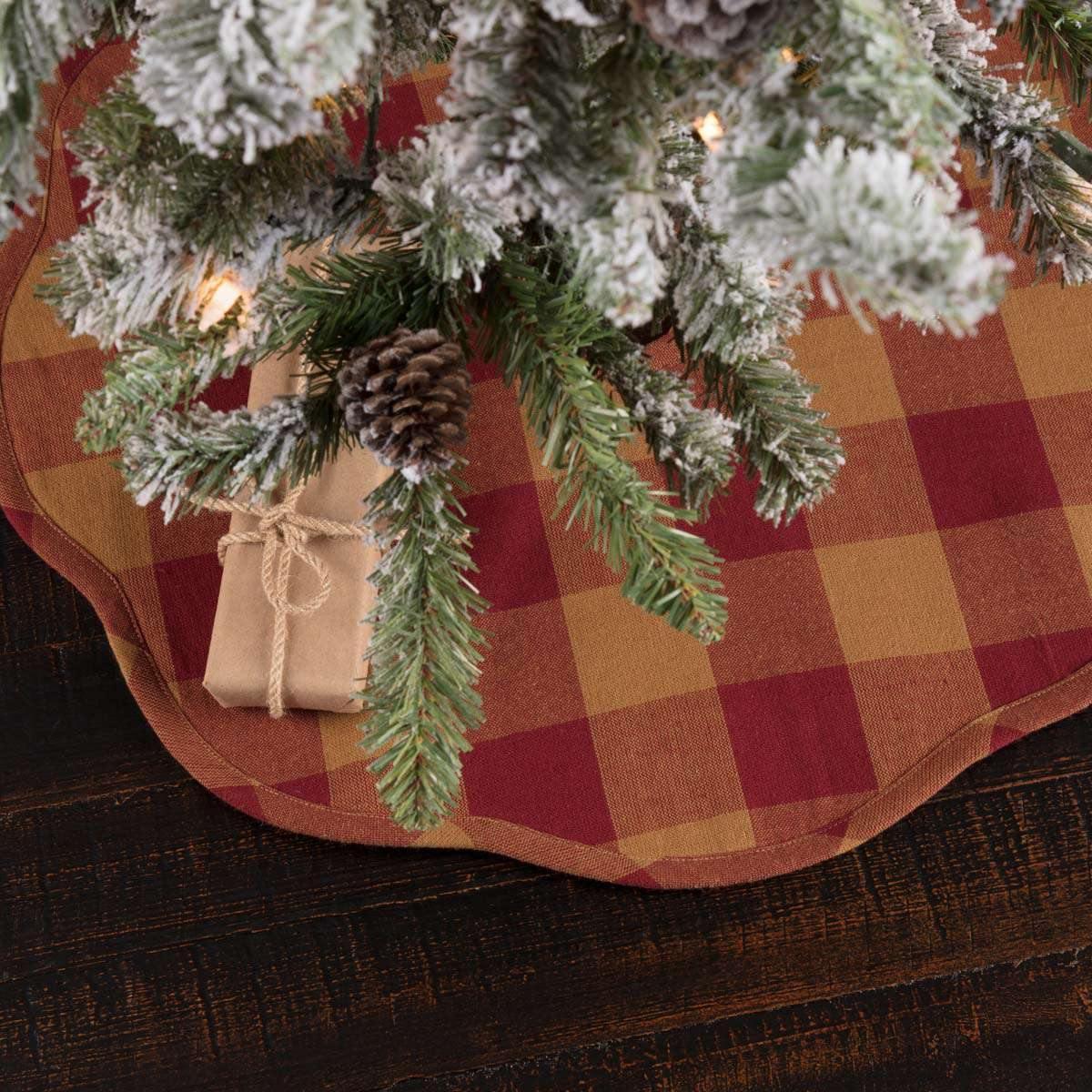 Burgundy Check Scalloped Mini Tree Skirt 21