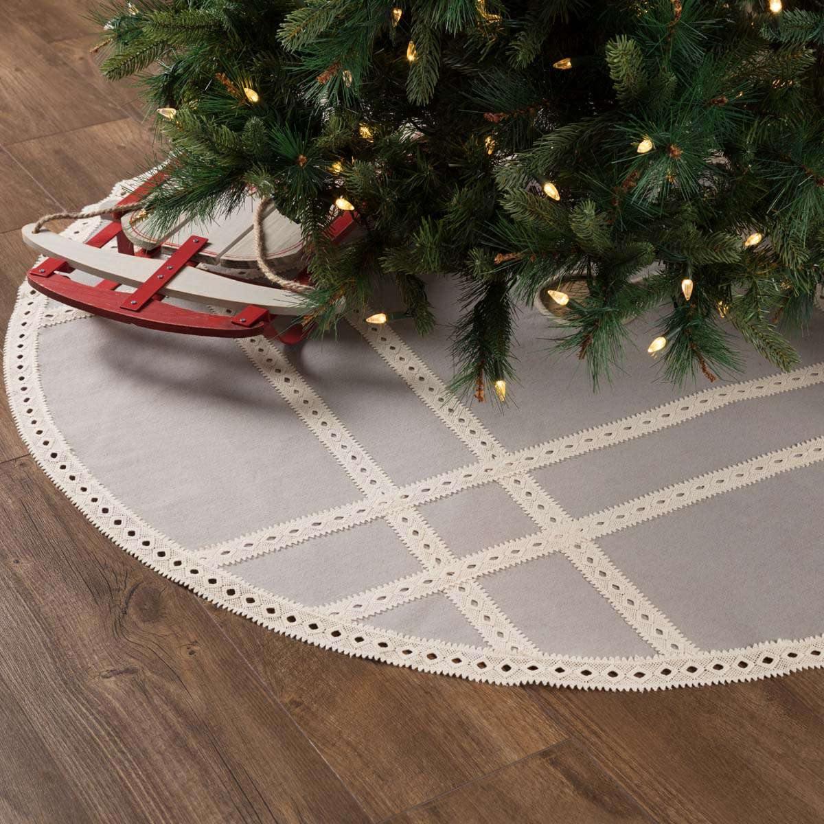 Margot Grey Christmas Tree Skirt 55 VHC Brands - The Fox Decor