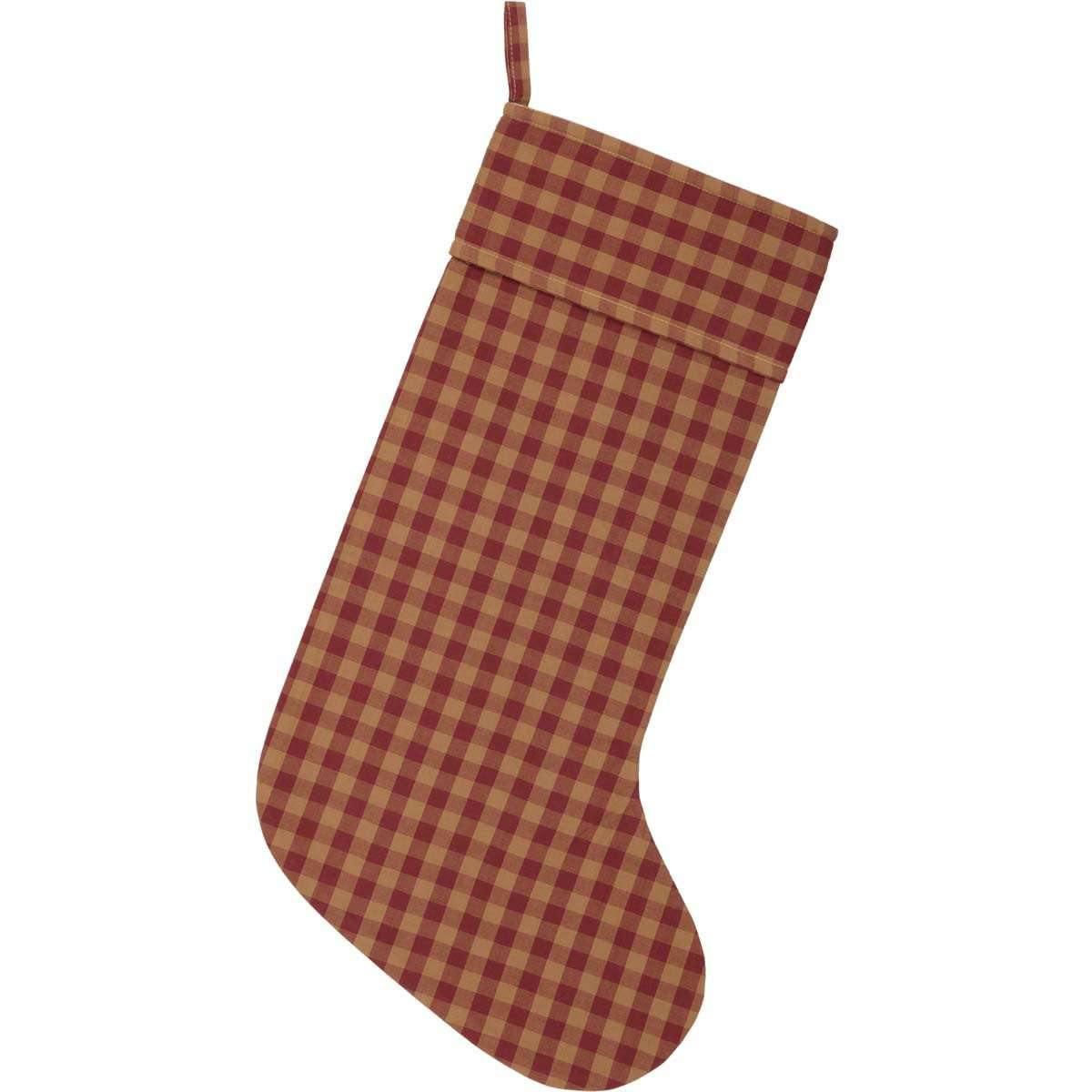 Burgundy Check Stocking 12x20 VHC Brands - The Fox Decor