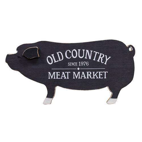 Old Country Meat Market Wooden Pig Kitchen Blocks & Signs CWI+ 