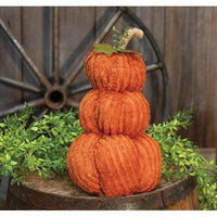 Orange Chenille Pumpkin Stack - The Fox Decor
