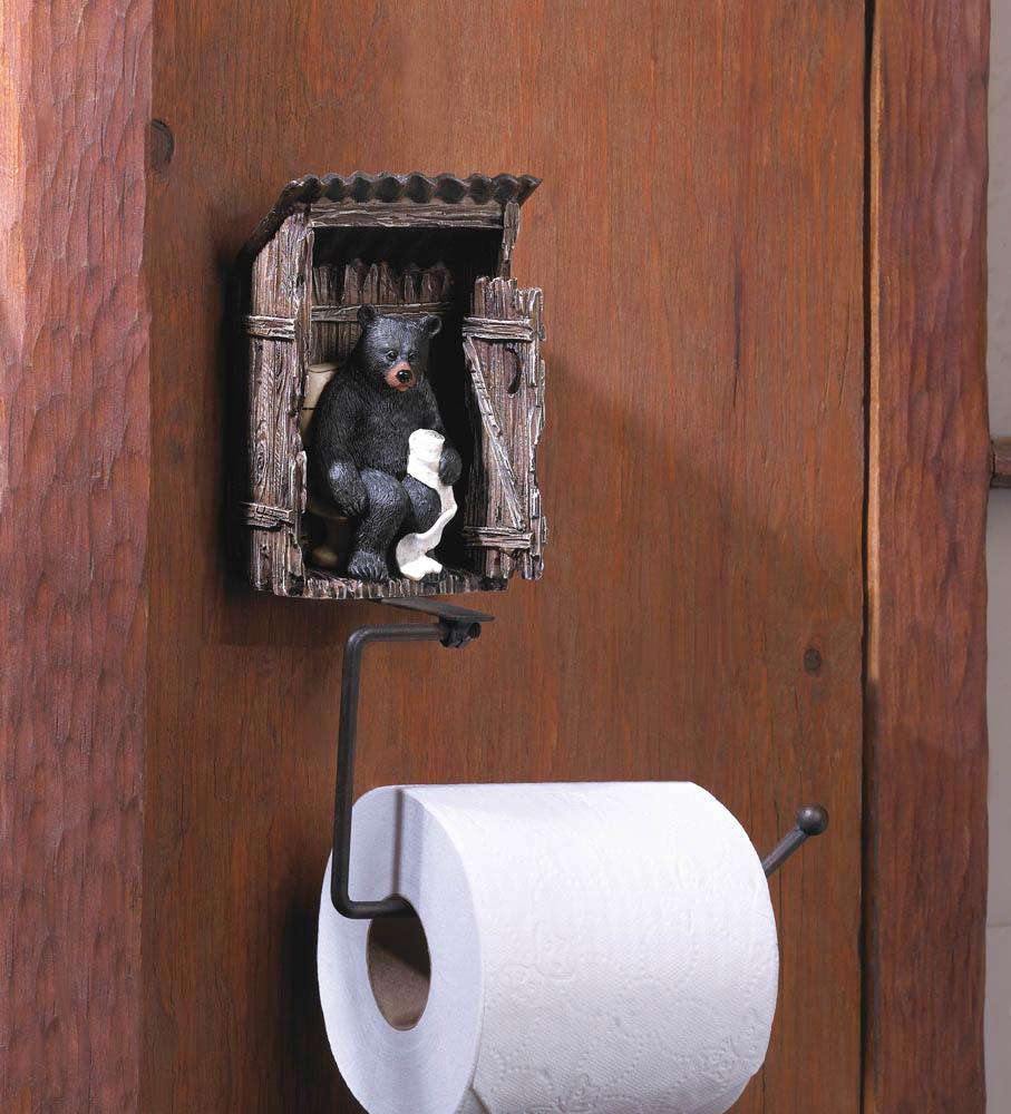 Outhouse Bear Toilet Paper Holder - The Fox Decor