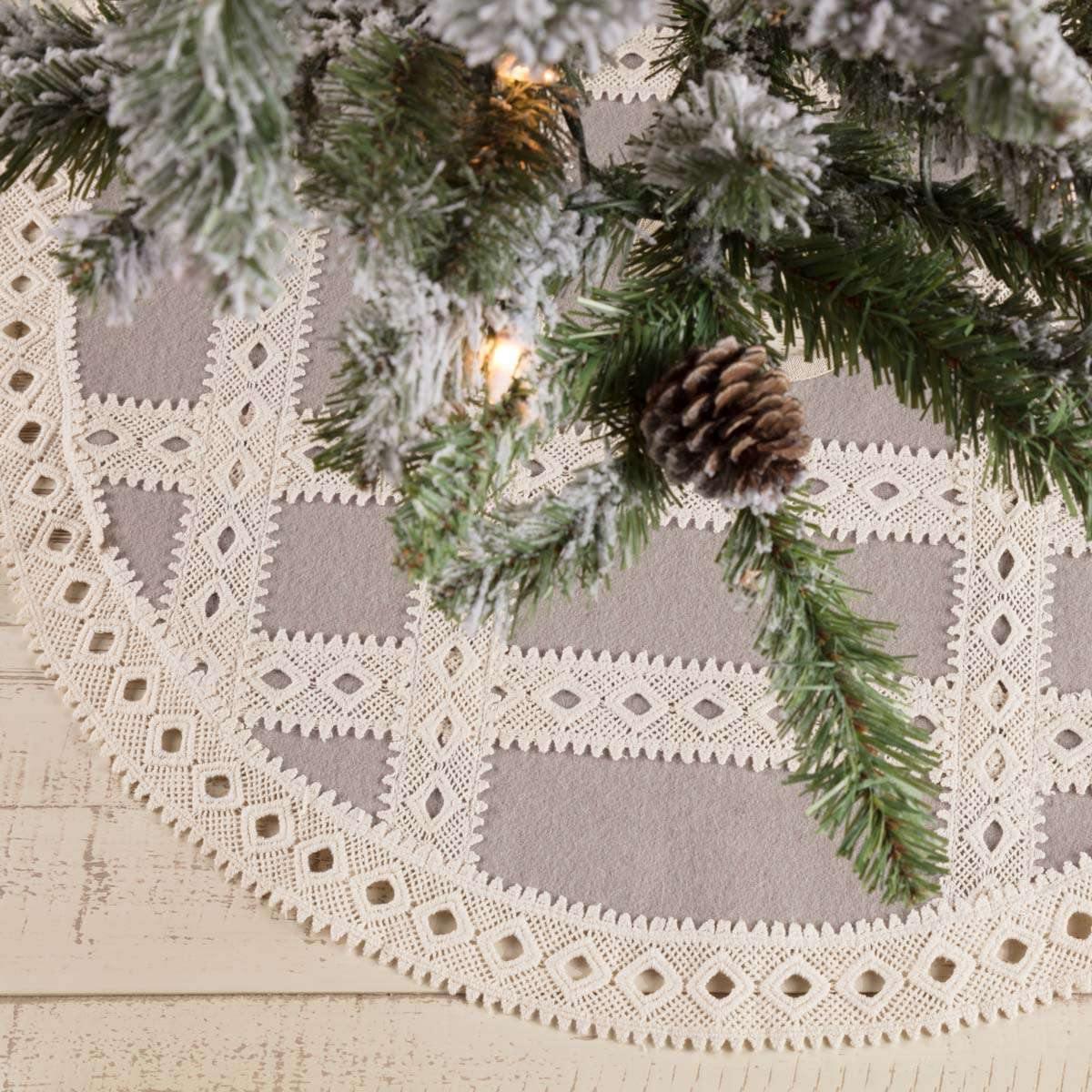 Margot Grey Mini Christmas Tree Skirt 21 VHC Brands - The Fox Decor