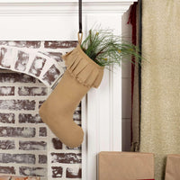 Thumbnail for Festive Natural Burlap Ruffled Stocking 11x15