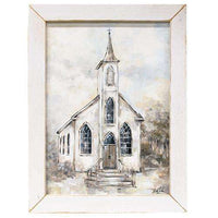 Thumbnail for Painted White Church Framed Print, White Frame General CWI+ 