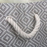 Thumbnail for Paper Bin Diamond Basketweave Stone/Black Rectangle Medium 15X10X12 - The Fox Decor