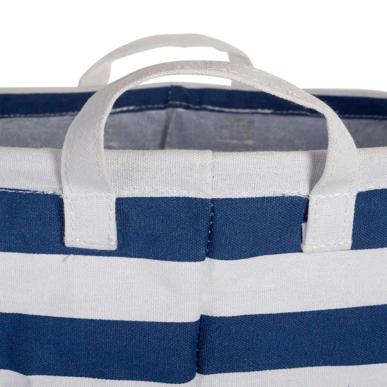 PE Coated Cotton/Poly Laundry Bin Stripe Nautical Blue  Rectangle Extra Small 8X9.5X7 Set/2 - The Fox Decor