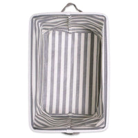 Thumbnail for PE Coated Herringbone Woven Cotton Laundry Bin Stripe Gray Rectangle Medium 14X9X8 Set/2 - The Fox Decor