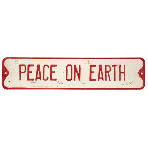 Peace on Earth Street Sign Vintage Christmas Decor CWI+ 
