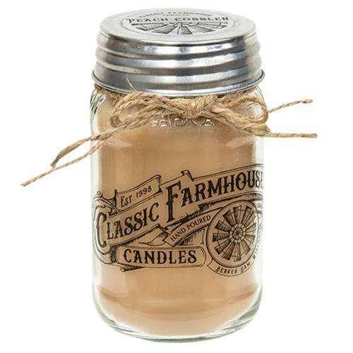 Peach Cobbler Classic Farmhouse Mason Jar Candle, 16oz - The Fox Decor