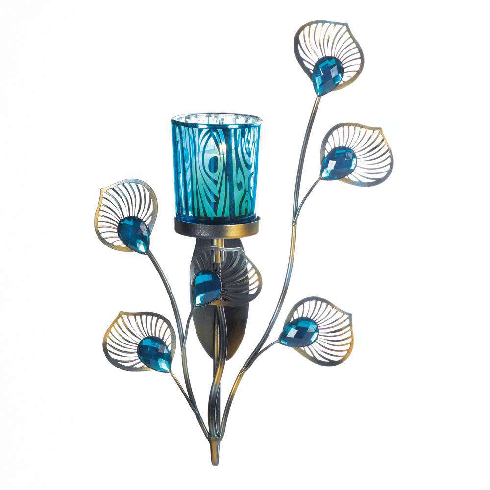 Peacock Inspired Single Sconce Gallery of Light 