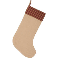 Thumbnail for Burgundy Check Jute Stocking 12x20 VHC Brands - The Fox Decor