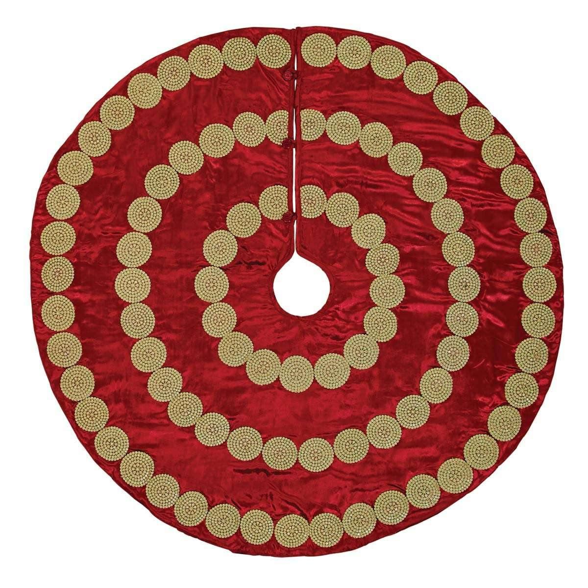 Memories Red Christmas Tree Skirt 48 VHC Brands - The Fox Decor