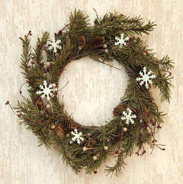 Pine & Snowflakes Wreath - 20" Christmas CWI+ 
