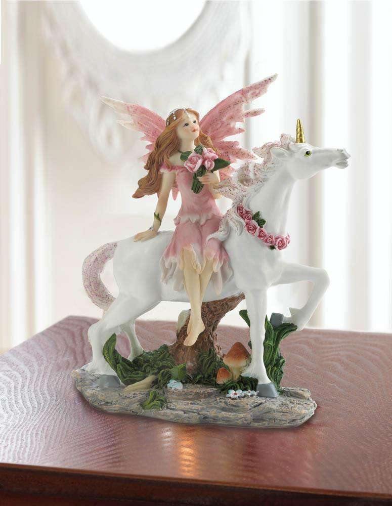 Pink Fairy With Unicorn Figurine - The Fox Decor