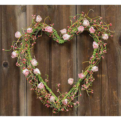 Pink Rosebuds Heart Wreath Spring CWI+ 