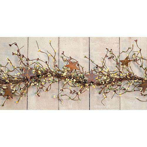 Pip Berry Garland With Stars, Coffee Bean Mix, 40" - The Fox Decor