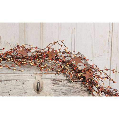 Pip Berry Garland With Stars, Pumpkin Spice, 40" - The Fox Decor