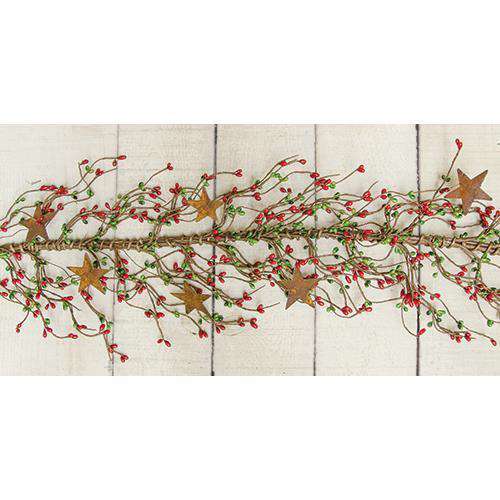Pip Berry Garland With Stars, Red and Green, 40" Garlands CWI+ 