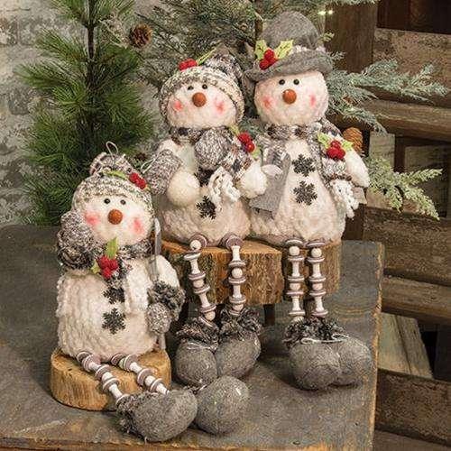 Plush Snowman Shelf Sitter, 3 Asst designs which are each sold individually (not as a set) - The Fox Decor