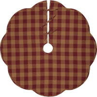Thumbnail for Burgundy Check Scalloped Christmas Tree Skirt 48 VHC Brands - The Fox Decor