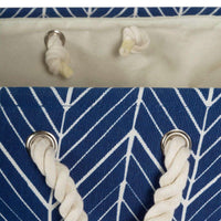 Thumbnail for Polyester Bin Herringbone Nautical Blue Round Medium 12X15X15 - The Fox Decor