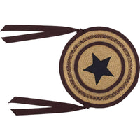 Thumbnail for Potomac Jute Applique Star Braided Chair Pad Set of 6 Natural, Burgundy, Navy - The Fox Decor