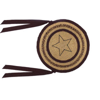 Thumbnail for Potomac Jute Applique Star Braided Chair Pad Set of 6 Natural, Burgundy, Navy - The Fox Decor