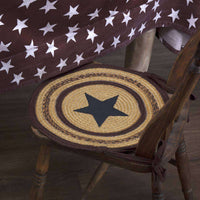 Thumbnail for Potomac Jute Applique Star Braided Chair Pad Set of 6 Natural, Burgundy, Navy Chair Pad VHC Brands 