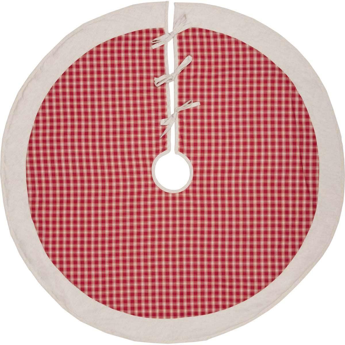 Red Plaid Christmas Tree Skirt 48 VHC Brands - The Fox Decor