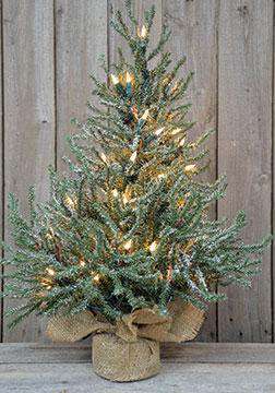 Pre-Lit Snowy Pine Tree, 24" - The Fox Decor