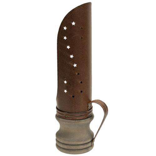 Punched Candle Holder, Rusty/Blk Taper Holders CWI+ 