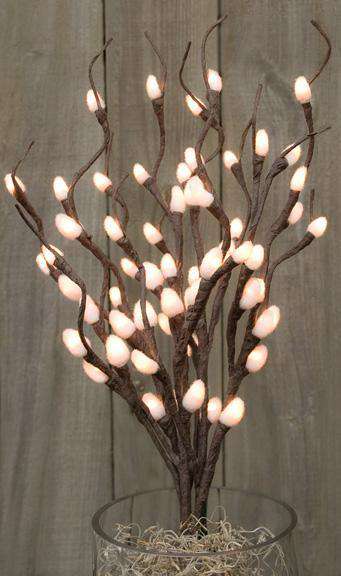 Pussy Willow Lighted Branch - Electric - 19-3/4" - The Fox Decor