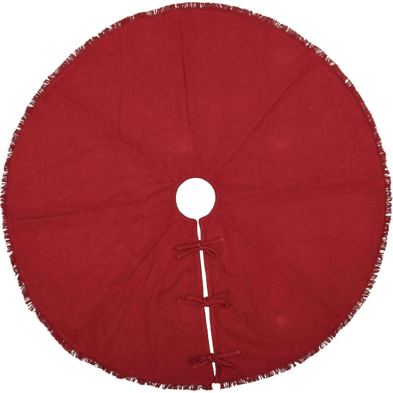 Festive Red Burlap Christmas Tree Skirt 48 VHC Brands - The Fox Decor