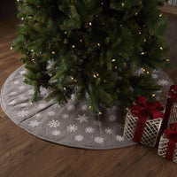 Thumbnail for Snowflake Burlap Grey Tree Skirt 60