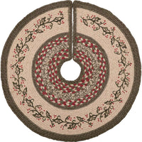 Holly Berry Jute Stencil Mini Christmas Tree Skirt 21 VHC Brands - The Fox Decor