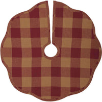 Thumbnail for Burgundy Check Scalloped Mini Christmas Tree Skirt 21 VHC Brands - The Fox Decor