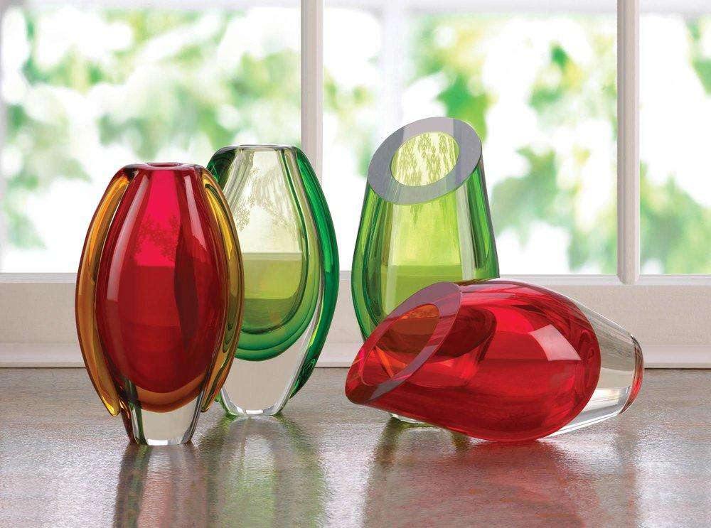 Red Cut Glass Vase - The Fox Decor