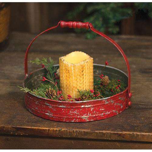 Red Distressed Metal Tray Containers CWI+ 