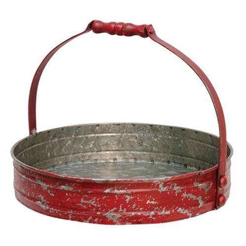 Red Distressed Metal Tray Containers CWI+ 