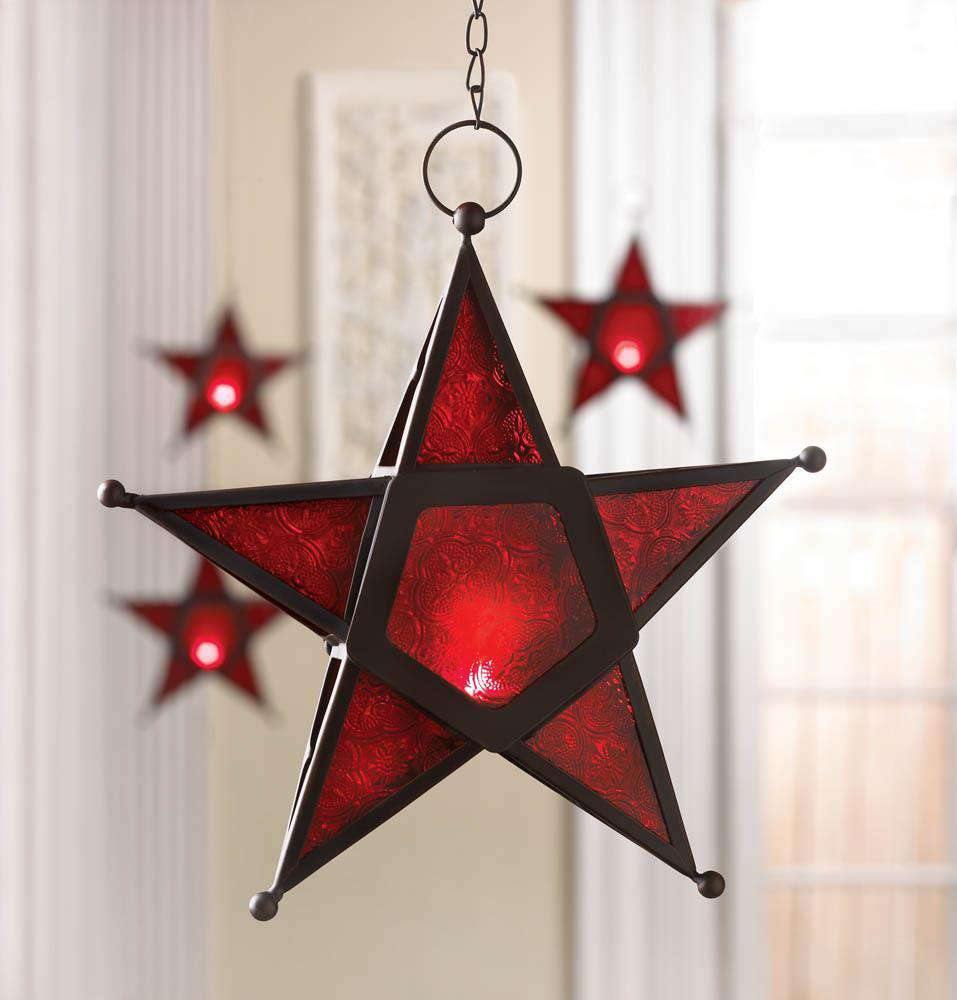 Red Glass Star Lantern - The Fox Decor