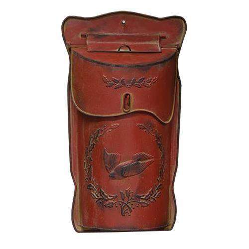 Red Post Box w/Bird & Holly, 17" Mail and Post Boxes CWI+ 