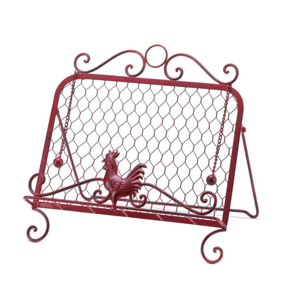 Red Rooster Cookbook Stand - The Fox Decor