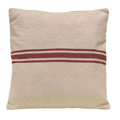 Red Stripe Grain Sack Pillow Pillows CWI+ 